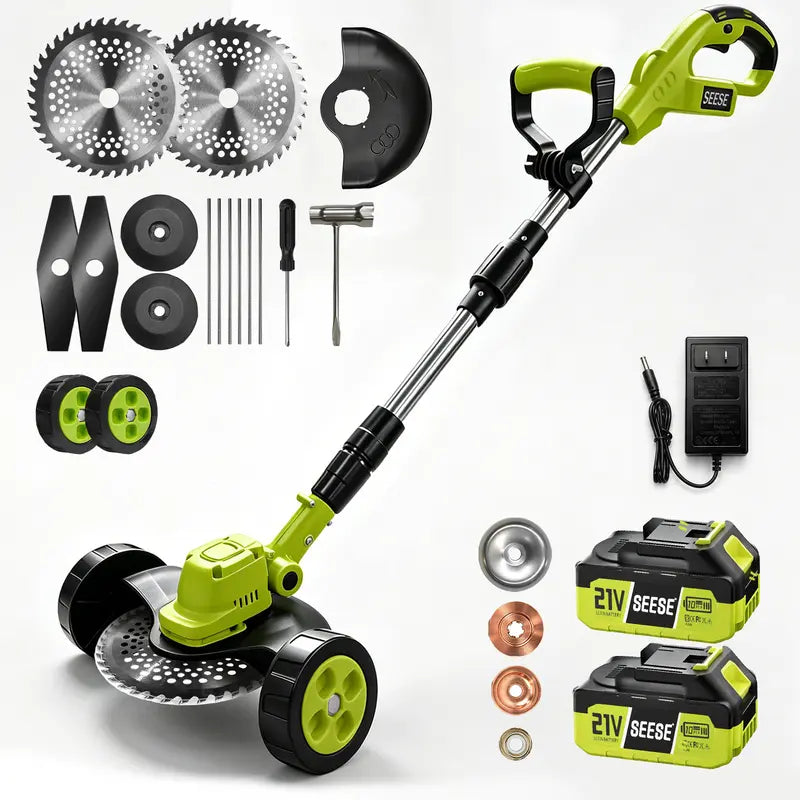 Cordless Lawn Mower – 3-in-1 Grass Trimmer & Edger with Dual Batteries