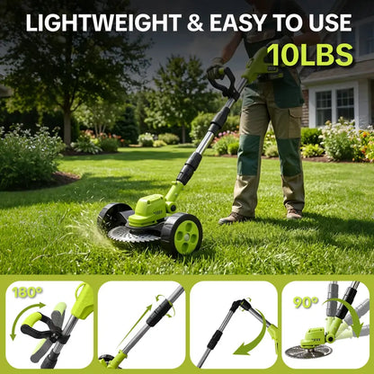 Cordless Lawn Mower – 3-in-1 Grass Trimmer & Edger with Dual Batteries