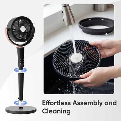 20dB Quiet Pedestal Fan – DC Motor, 15 Speeds, 5 Modes, Remote Control