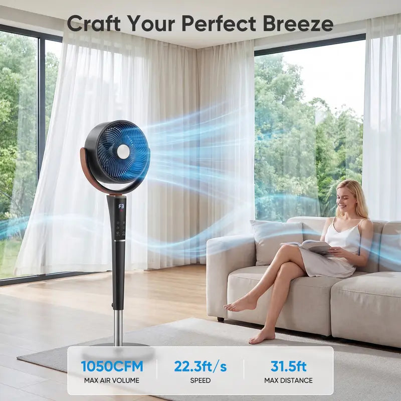 20dB Quiet Pedestal Fan – DC Motor, 15 Speeds, 5 Modes, Remote Control