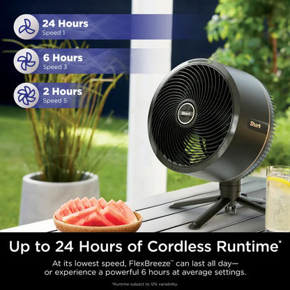 Portable Misting Fan with Rechargeable Battery, 24H Runtime, Powerful Airflow, Outdoor Cooling Fan with Hose Attachment & Adjustable Stand