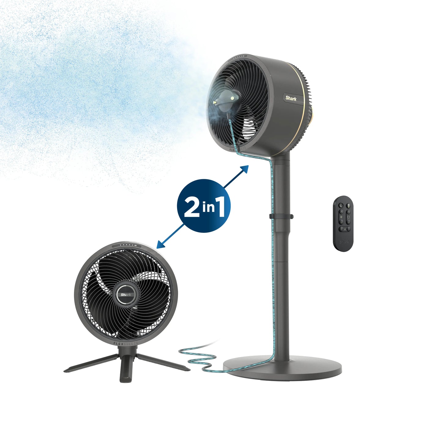 Portable Misting Fan with Rechargeable Battery, 24H Runtime, Powerful Airflow, Outdoor Cooling Fan with Hose Attachment & Adjustable Stand