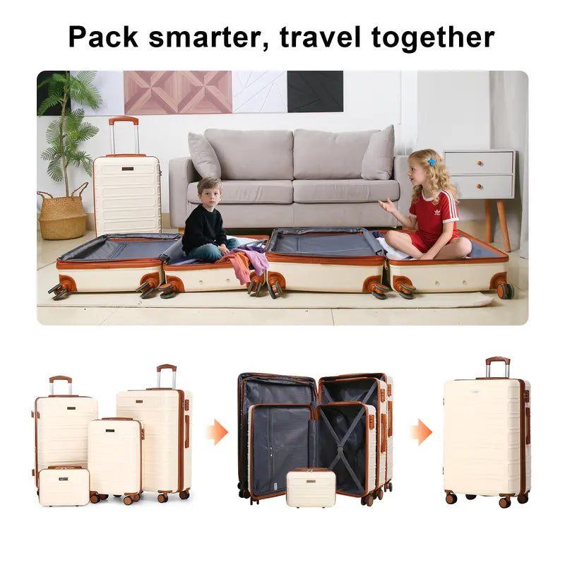 4-Piece Expandable Hardshell Luggage Set with TSA Lock & Smooth Spinner Wheels