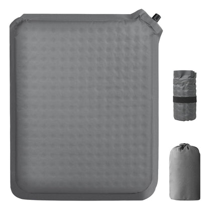2-Pack Self-Inflating Seat Cushion, 16x13 inches Portable Foam Sit Pad with Adjustable Firmness for Airplane Travel, Long Flights, Stadium Bleachers, Hiking, Camping & Office Chairs - Gray