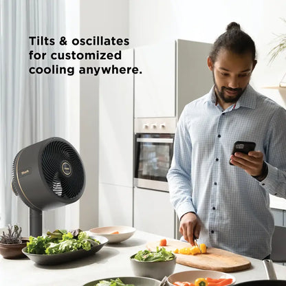 Portable Misting Fan with Rechargeable Battery, 24H Runtime, Powerful Airflow, Outdoor Cooling Fan with Hose Attachment & Adjustable Stand