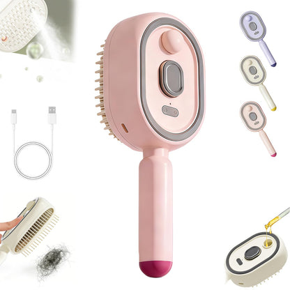 Electric Spray Air Cushion Massage Comb, 2026 Upgrade Enhanced Fog Coverage and Longer, Electric Steam Brushs for Hair, Rechargeable Steam Hair Straightener (Blue-Enhanced)