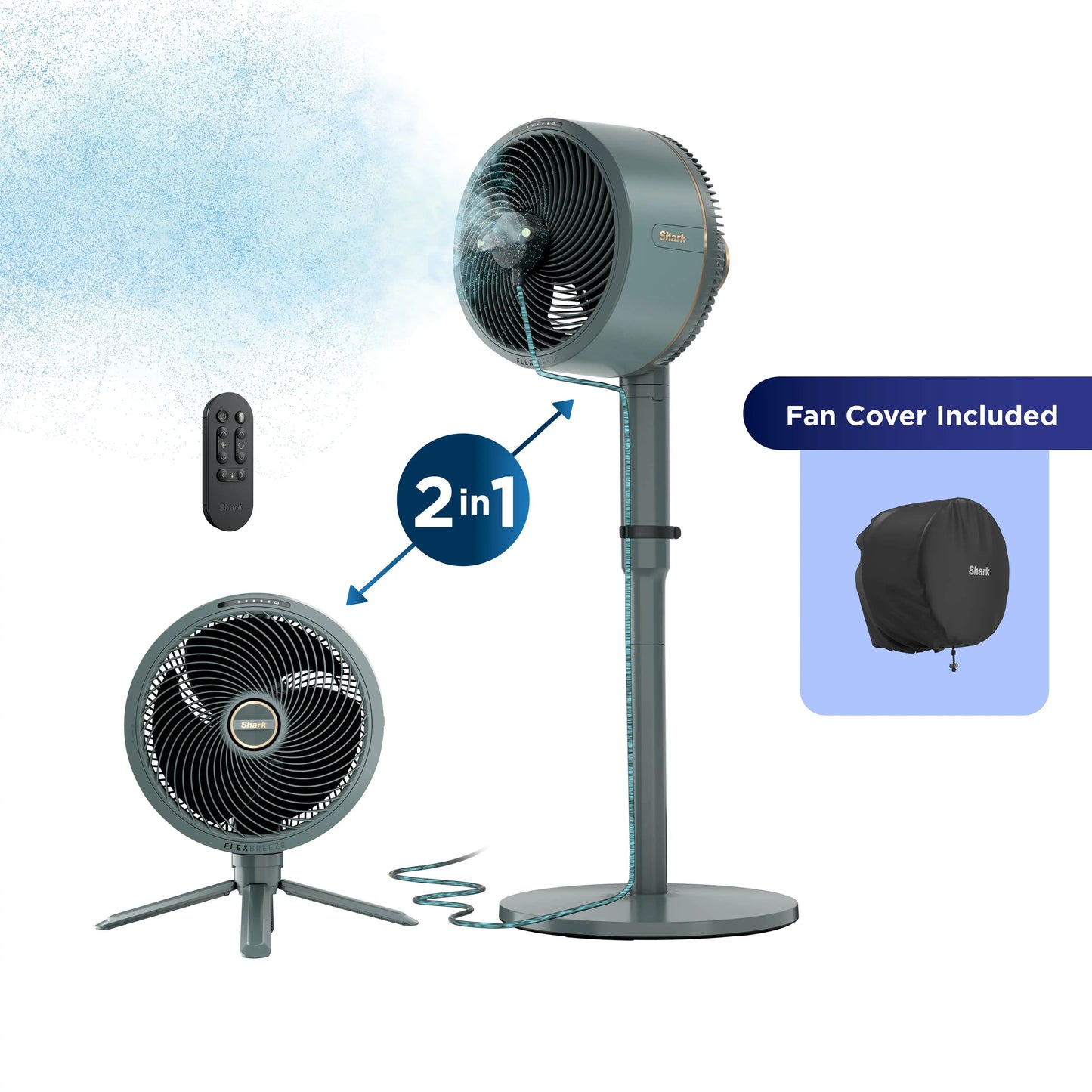 Portable Misting Fan with Rechargeable Battery, 24H Runtime, Powerful Airflow, Outdoor Cooling Fan with Hose Attachment & Adjustable Stand
