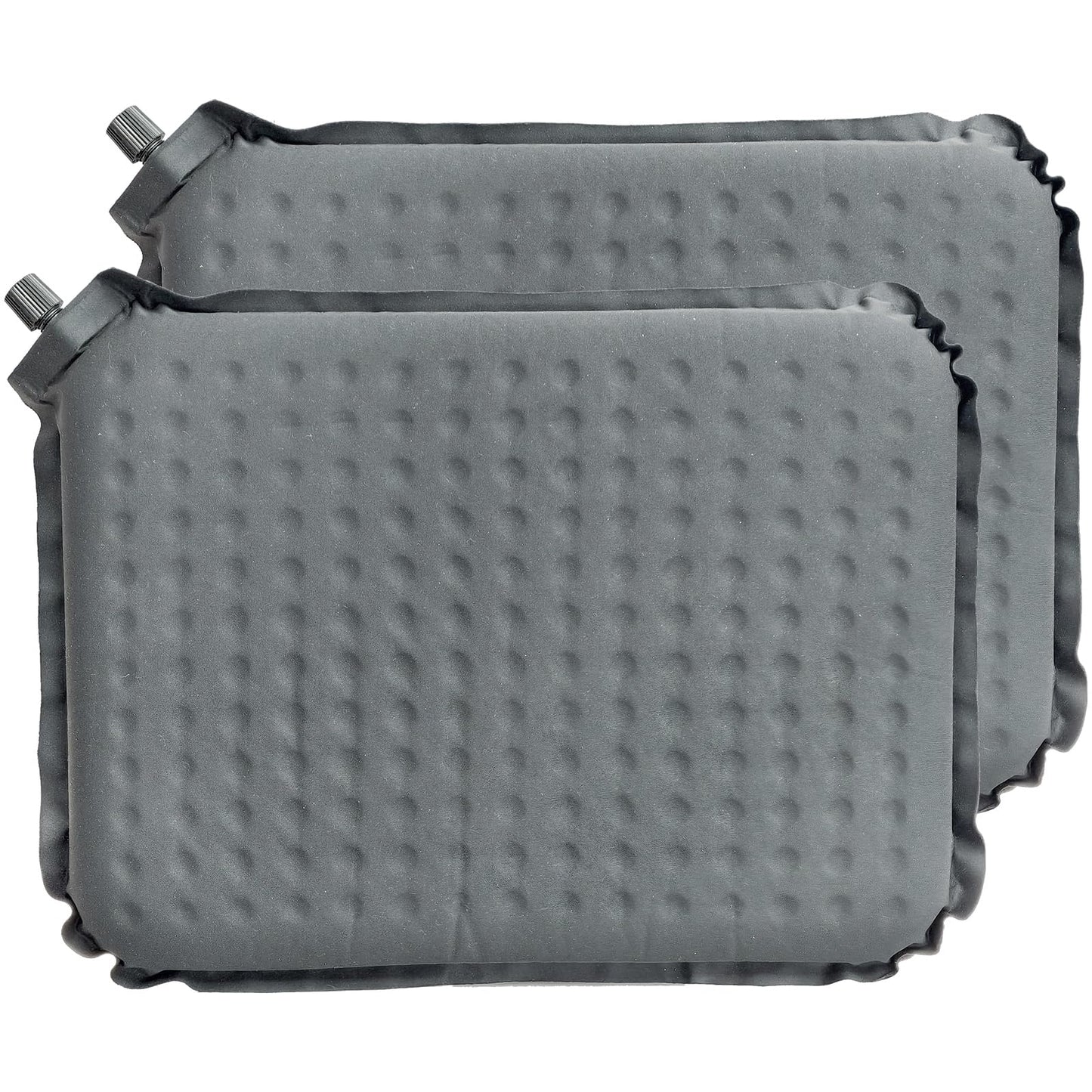 2-Pack Self-Inflating Seat Cushion, 16x13 inches Portable Foam Sit Pad with Adjustable Firmness for Airplane Travel, Long Flights, Stadium Bleachers, Hiking, Camping & Office Chairs - Gray