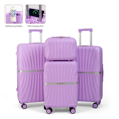 4-Piece Expandable Hardshell Luggage Set with TSA Lock & Smooth Spinner Wheels