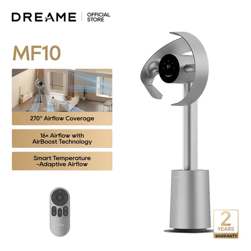 Bladeless Tower Fan – 270° Whole-Room Cooling with 10 Speeds & Smart Modes