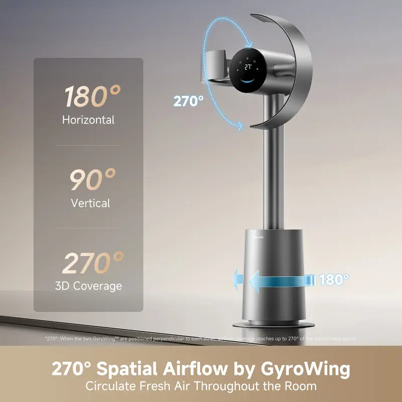 Bladeless Tower Fan – 270° Whole-Room Cooling with 10 Speeds & Smart Modes