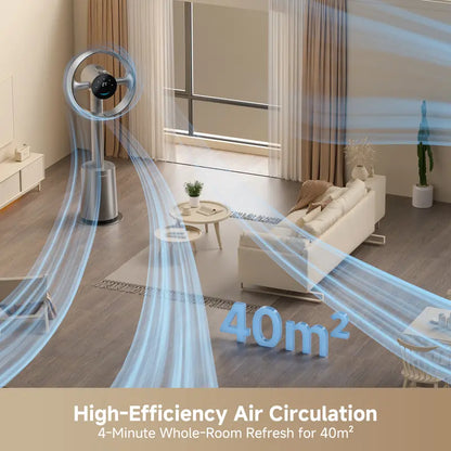 Bladeless Tower Fan – 270° Whole-Room Cooling with 10 Speeds & Smart Modes