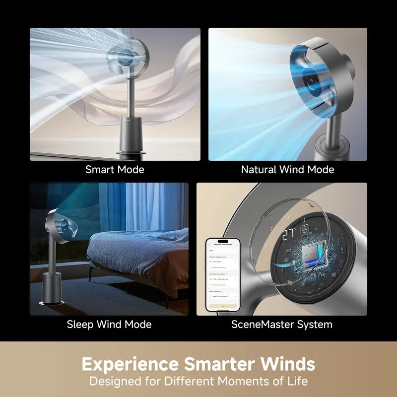 Bladeless Tower Fan – 270° Whole-Room Cooling with 10 Speeds & Smart Modes