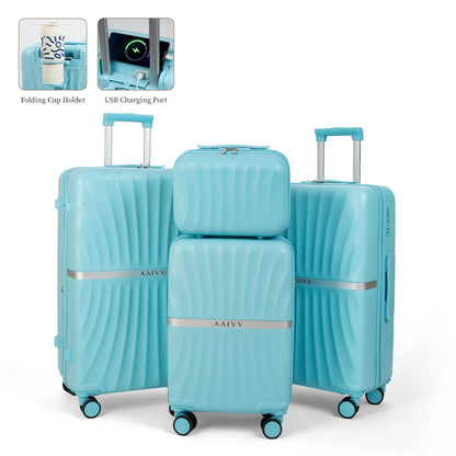 4-Piece Expandable Hardshell Luggage Set with TSA Lock & Smooth Spinner Wheels