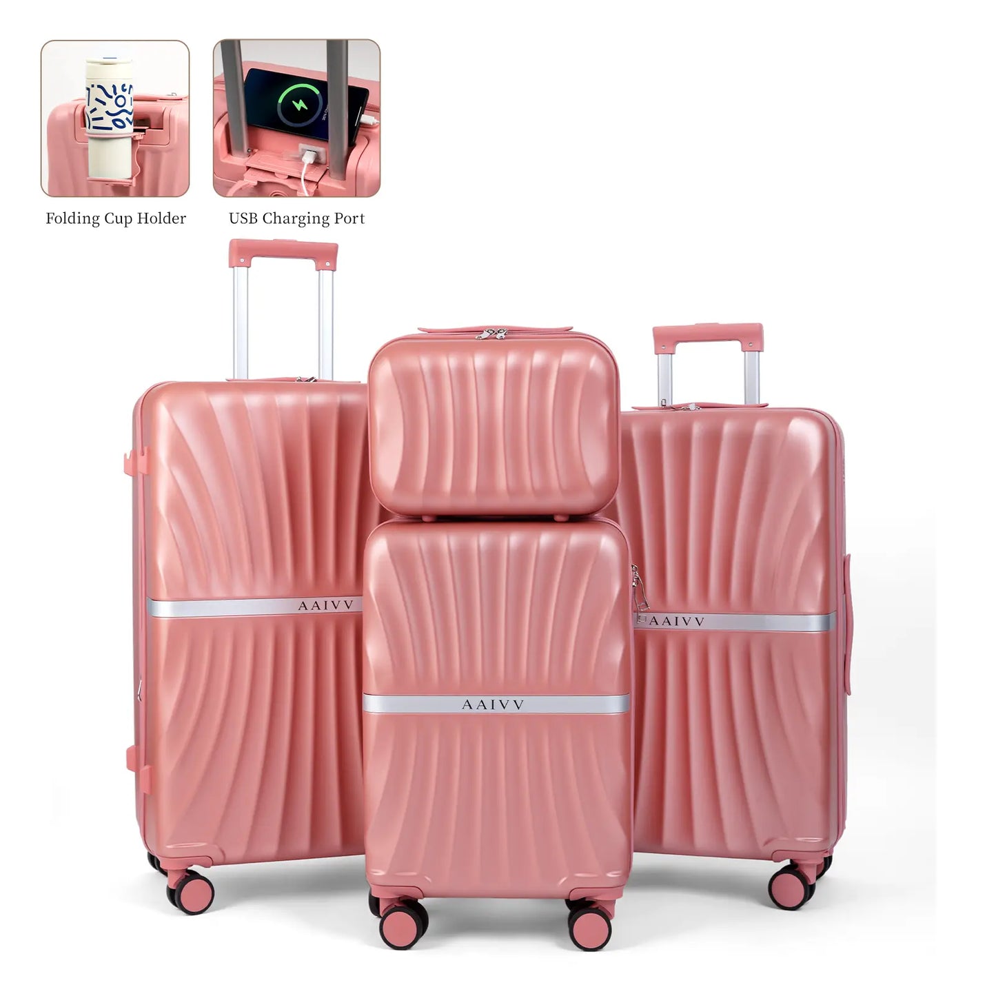 4-Piece Expandable Hardshell Luggage Set with TSA Lock & Smooth Spinner Wheels