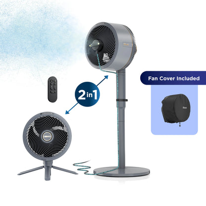 Portable Misting Fan with Rechargeable Battery, 24H Runtime, Powerful Airflow, Outdoor Cooling Fan with Hose Attachment & Adjustable Stand