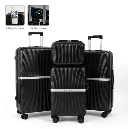 4-Piece Expandable Hardshell Luggage Set with TSA Lock & Smooth Spinner Wheels